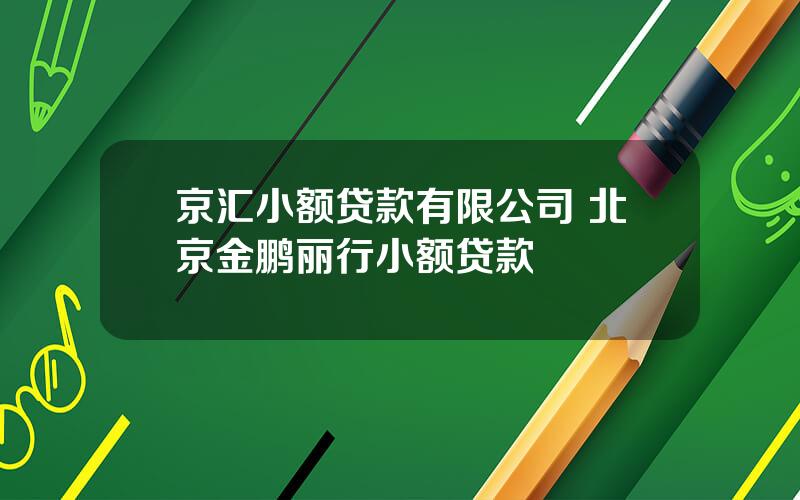 京汇小额贷款有限公司 北京金鹏丽行小额贷款